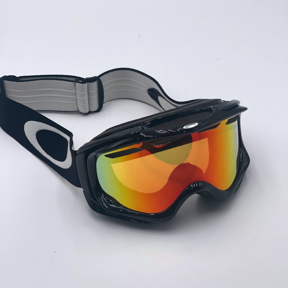 Oakley A Frame Ski Snowboard Goggles Black Fire Iridium Mirrored Lens Venting